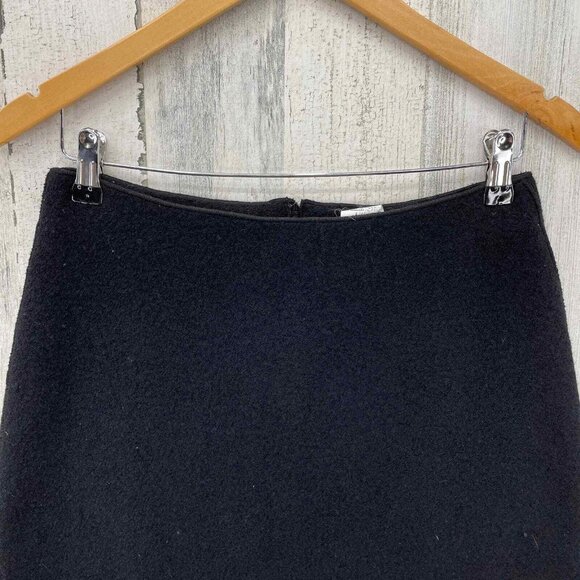 Philippe Adec Paris Skirt Womens 6/40 Black Wool Cotton Blend Zip Back Midi - Picture 5 of 6